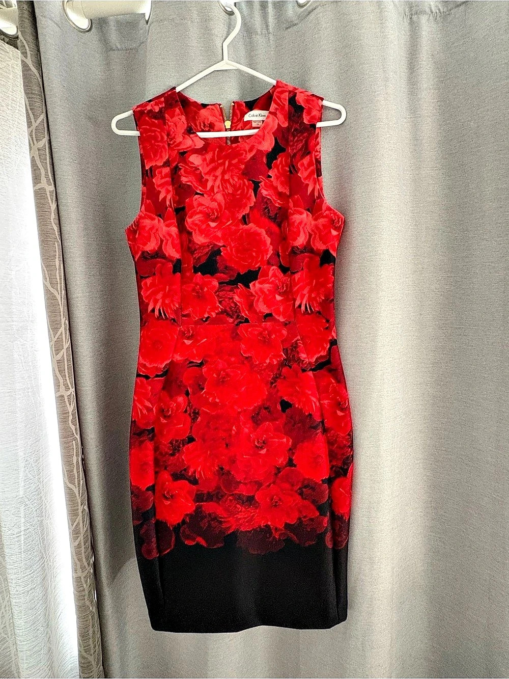 Calvin Klein Floral Mini Dress in Red & Black
